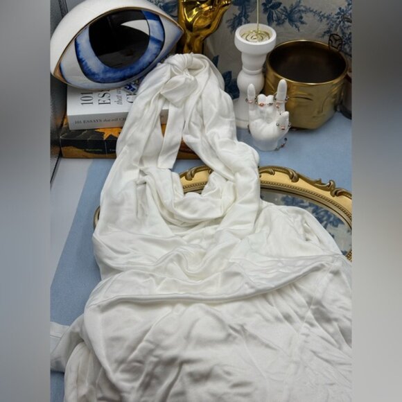 🆕 RAT & BOA 🧿 NWOT Winona White Slinky Cowl Neck Jersey Gown, Sz XS - Picture 11 of 16